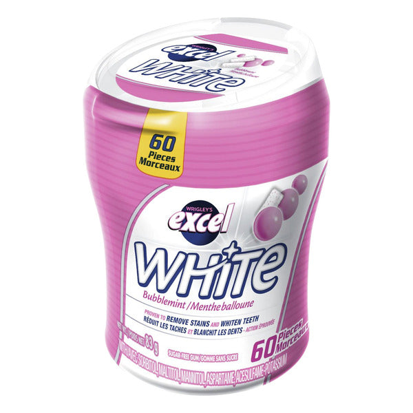 Excel White Sugar-Free Bubblemint Gum, 6 × 60 pieces — product image