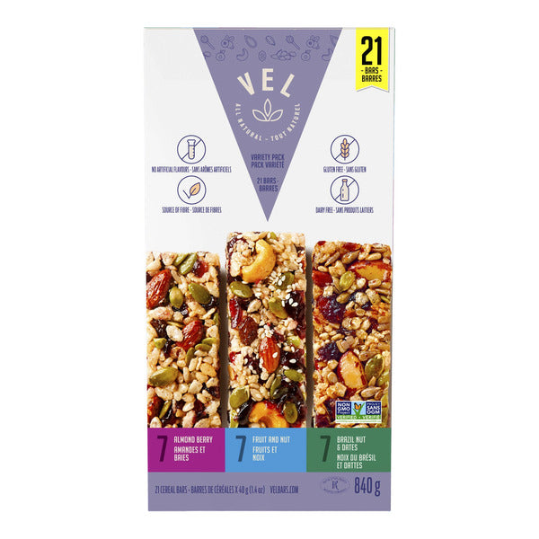 Vel Cereal Bars, Variety Pack, 21 × 40 g — product image