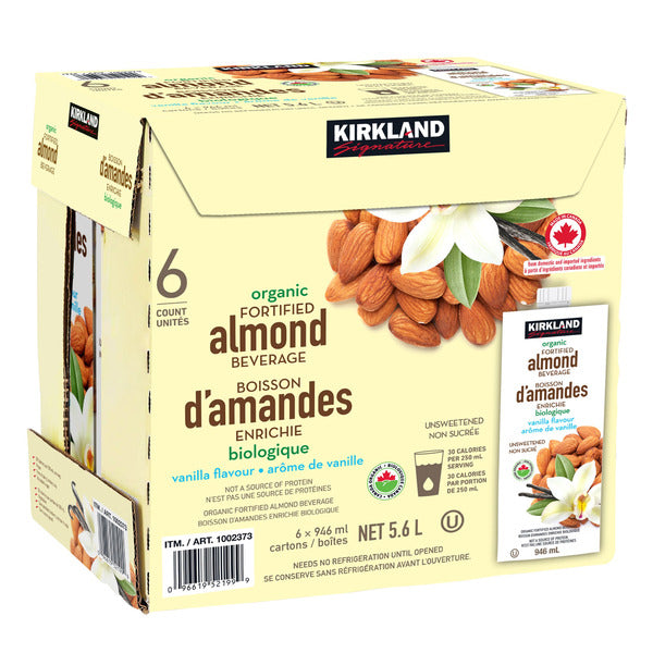 Kirkland Signature Organic Almond Beverage, Vanilla, 6 × 946 mL — image 1