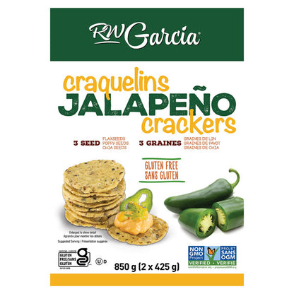 RW Garcia 3 Seed Jalapeño Crackers, 2 × 425 g — product image