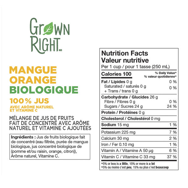 Grown Right Organic Mango Orange Juice, 2 x 1.89 L — image 3