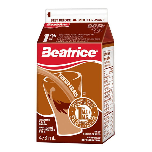 Beatrice 1% Chocolate Partly Skimmed Milk, 473 mL — image 1