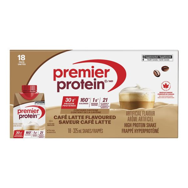 Premier Protein High-protein Café Latte Shake, 18 × 325 mL — image 1