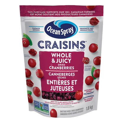 Ocean Spray Craisins Whole & Juicy Dried Cranberries, 1.8 kg — product image