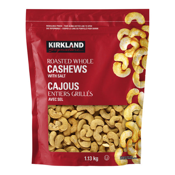 Kirkland Signature Roasted Whole Cashews with Salt, 1.13 kg — product image