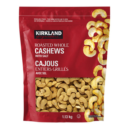 Kirkland Signature Roasted Whole Cashews with Salt, 1.13 kg — product image