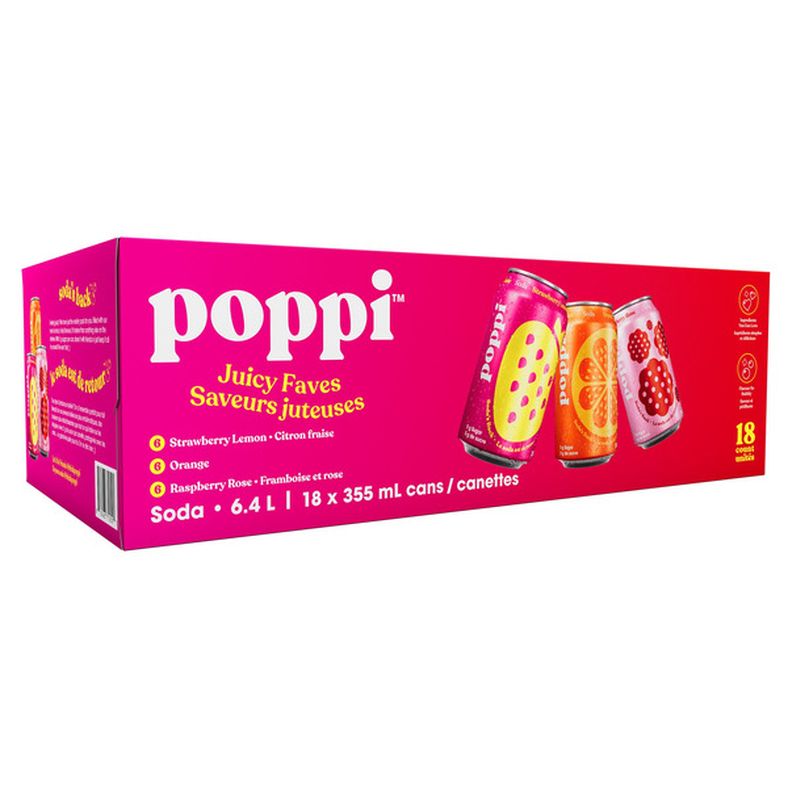 Poppi Juicy Faves Soda Variety Pack, 355 mL 18-pack — image 1