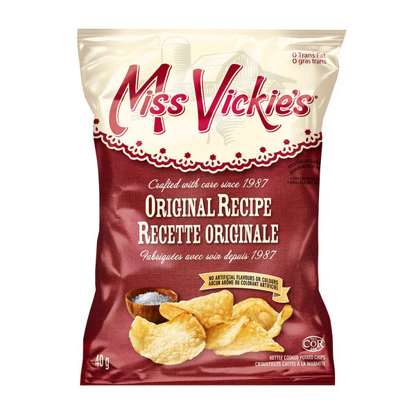 Miss Vickie's Original Recipe Kettle Cooked Potato Chips, 40 × 40 g — product image