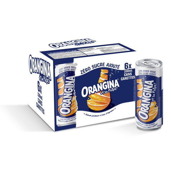 Orangina Zero Sugar Sparkling Citrus Beverage Cans, 330 ml x 24-pack — image 1