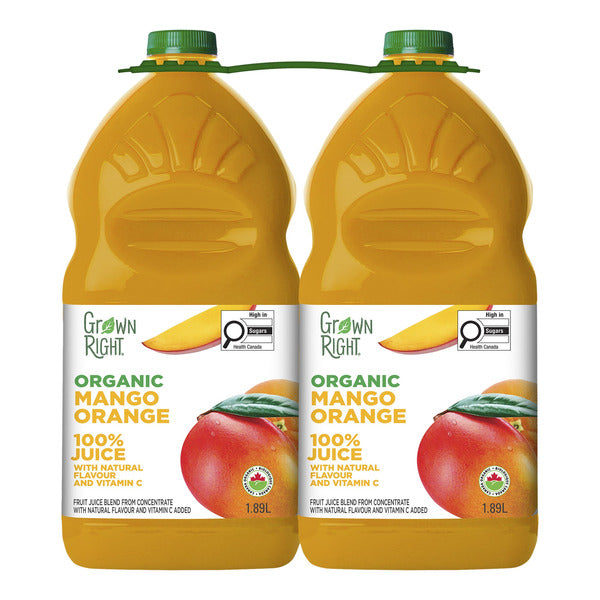 Grown Right Organic Mango Orange Juice, 2 x 1.89 L — image 1