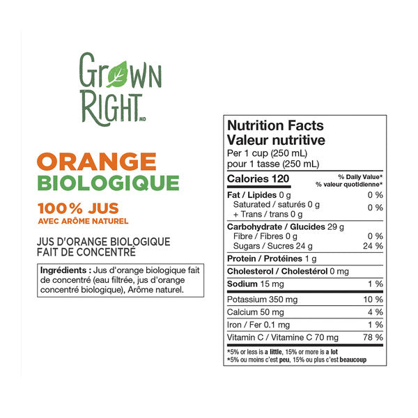 Grown Right Organic Orange Juice, 2 x 1.89 L — image 3