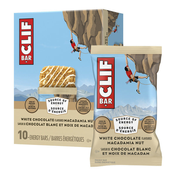 Clif Bar White Chocolate Flavoured Macadamia Nut, 10 × 68 g — product image
