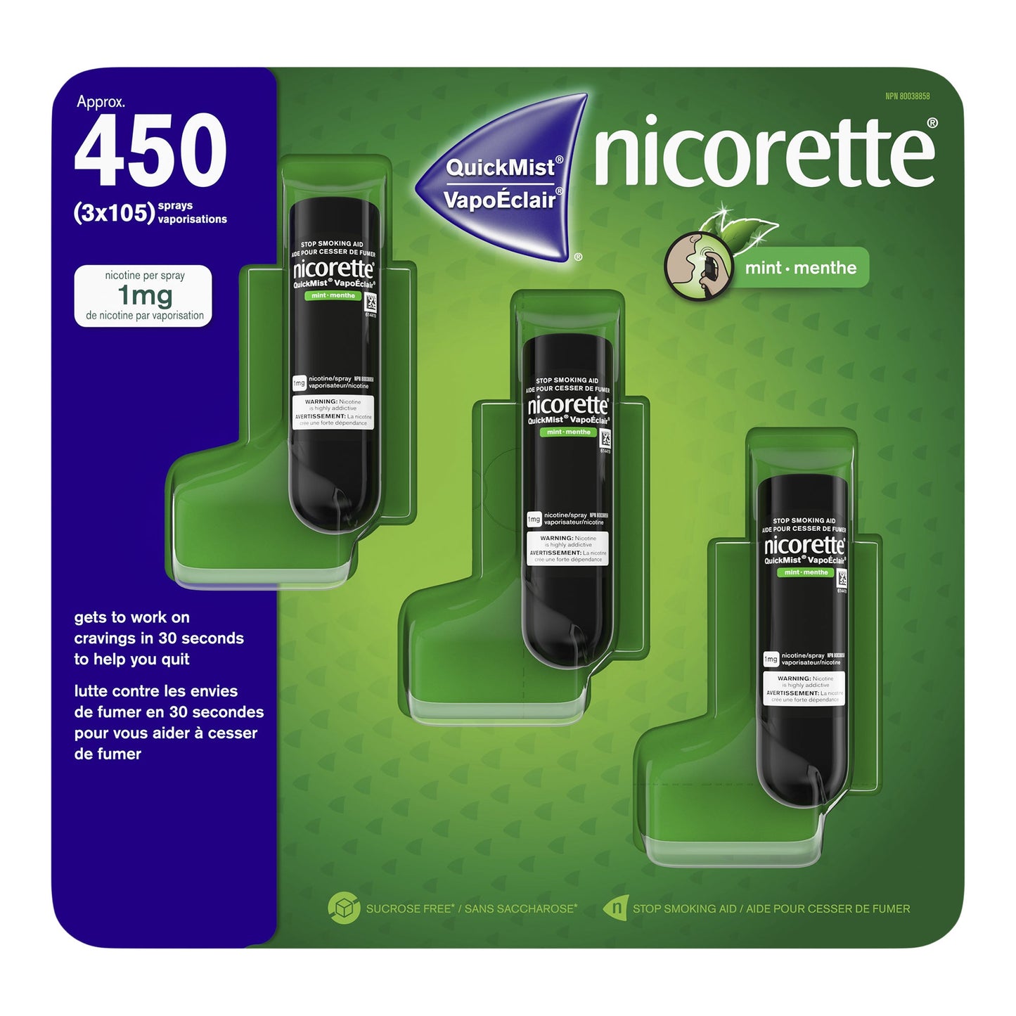 Nicorette QuickMist Fresh Mint, 3 x 150 sprays - image 1