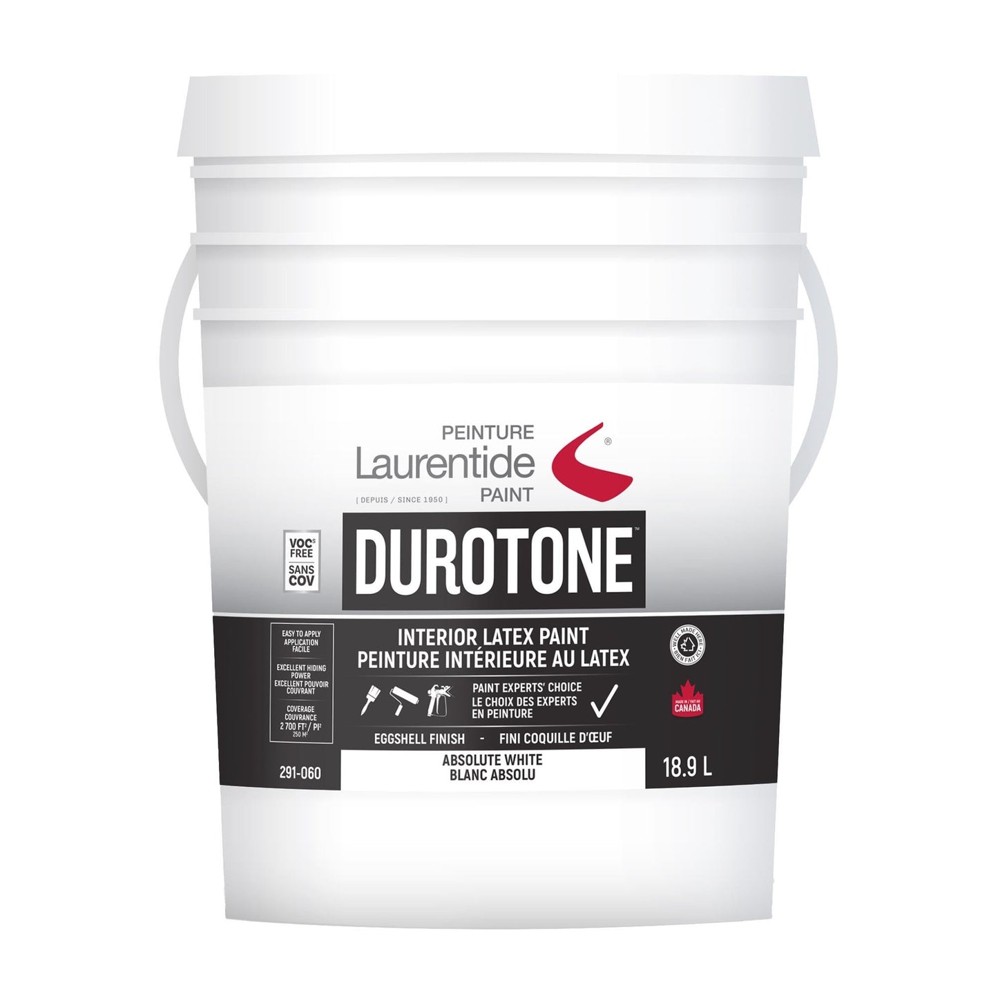 Laurentide Interior White Latex Paint and Primer, 18.9L - image 1