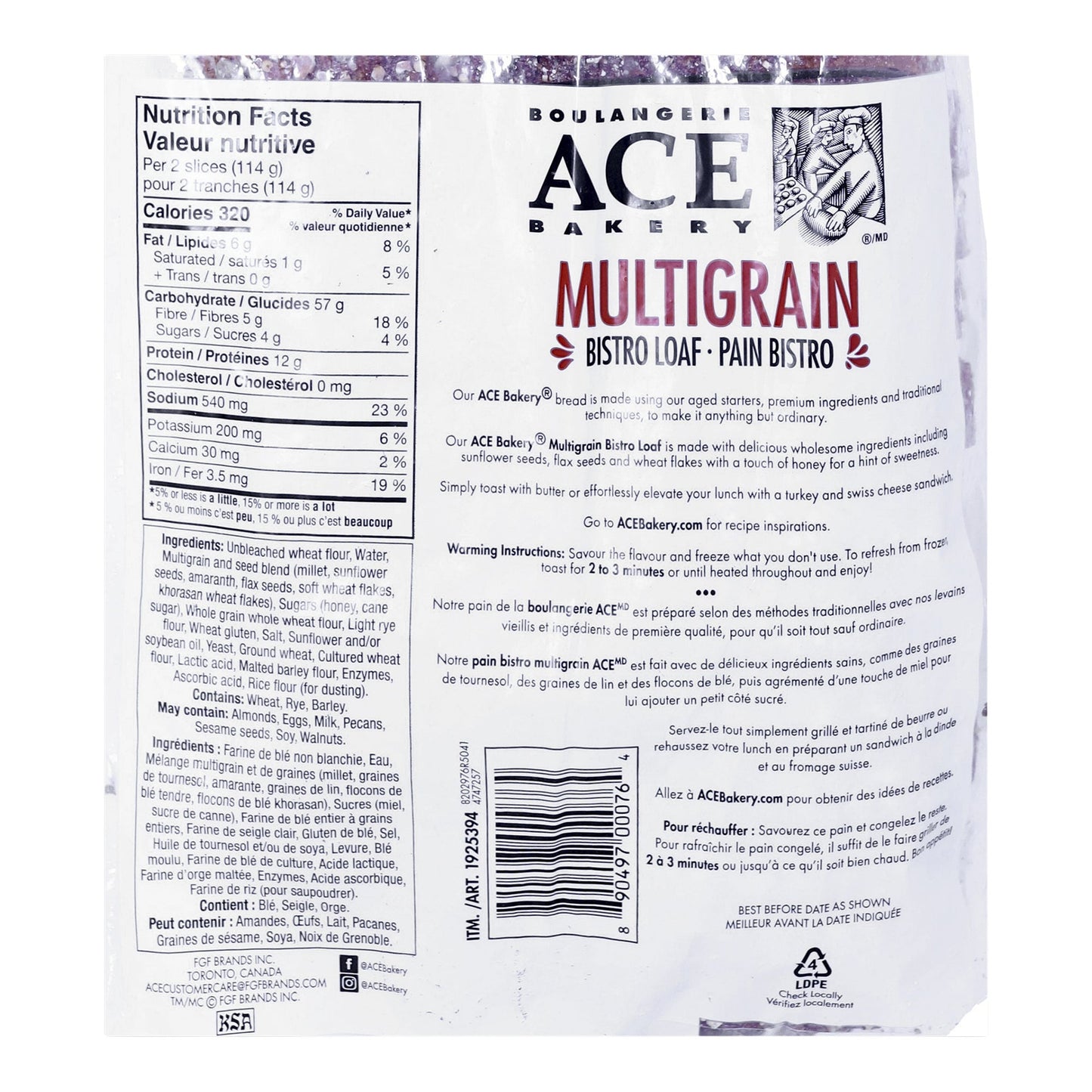 Ace Bakery Multigrain Bistro Loaf, 1.15 kg - image 3