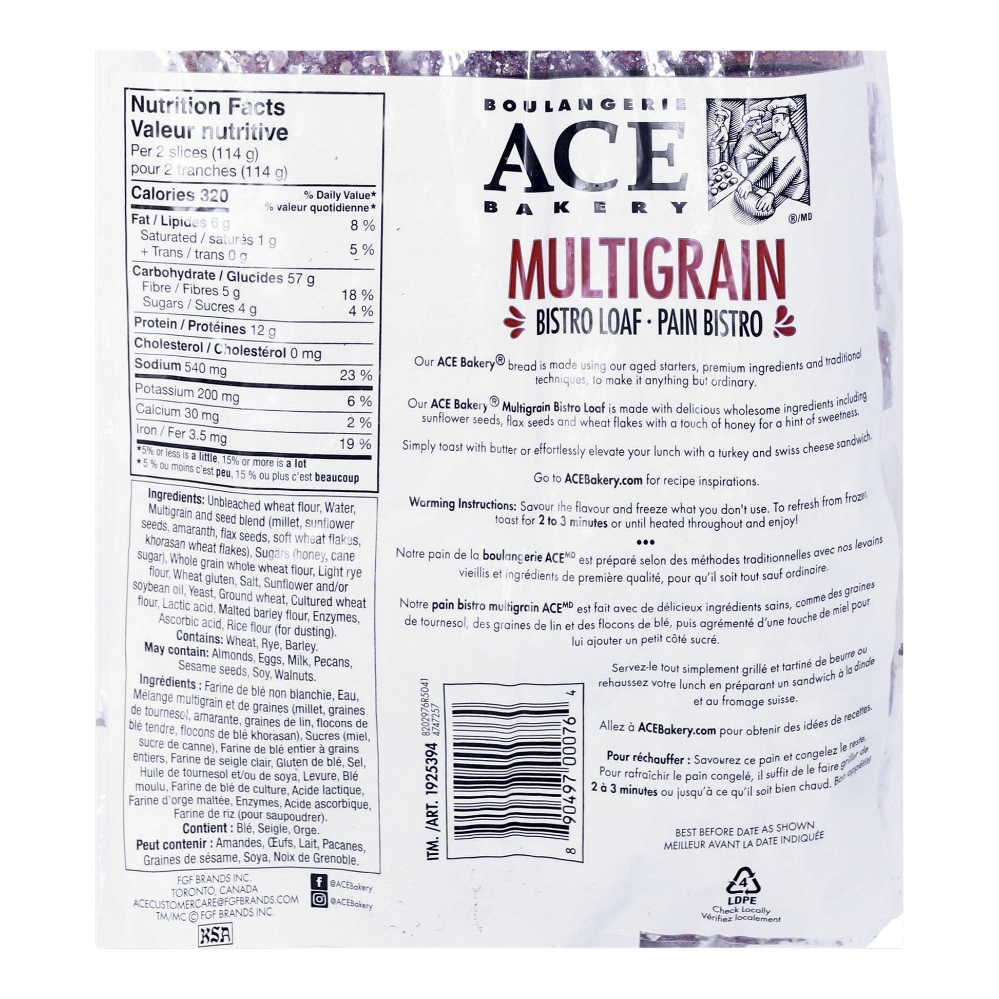Ace Bakery Multigrain Bistro Loaf, 1.15 kg - image 3