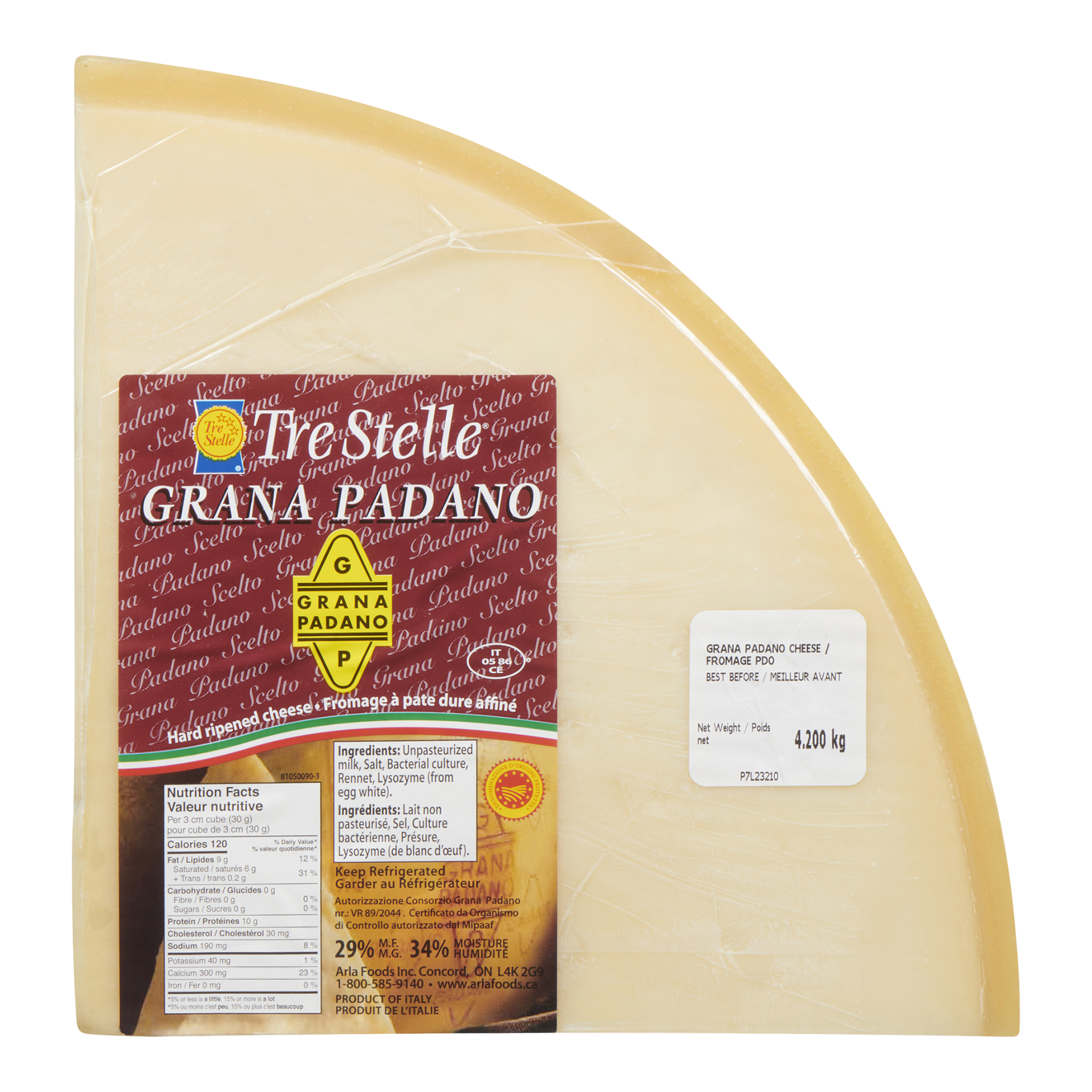 Tre Stelle 1/8 Wedge Padano, 4.5 kg Average weight* - image 1