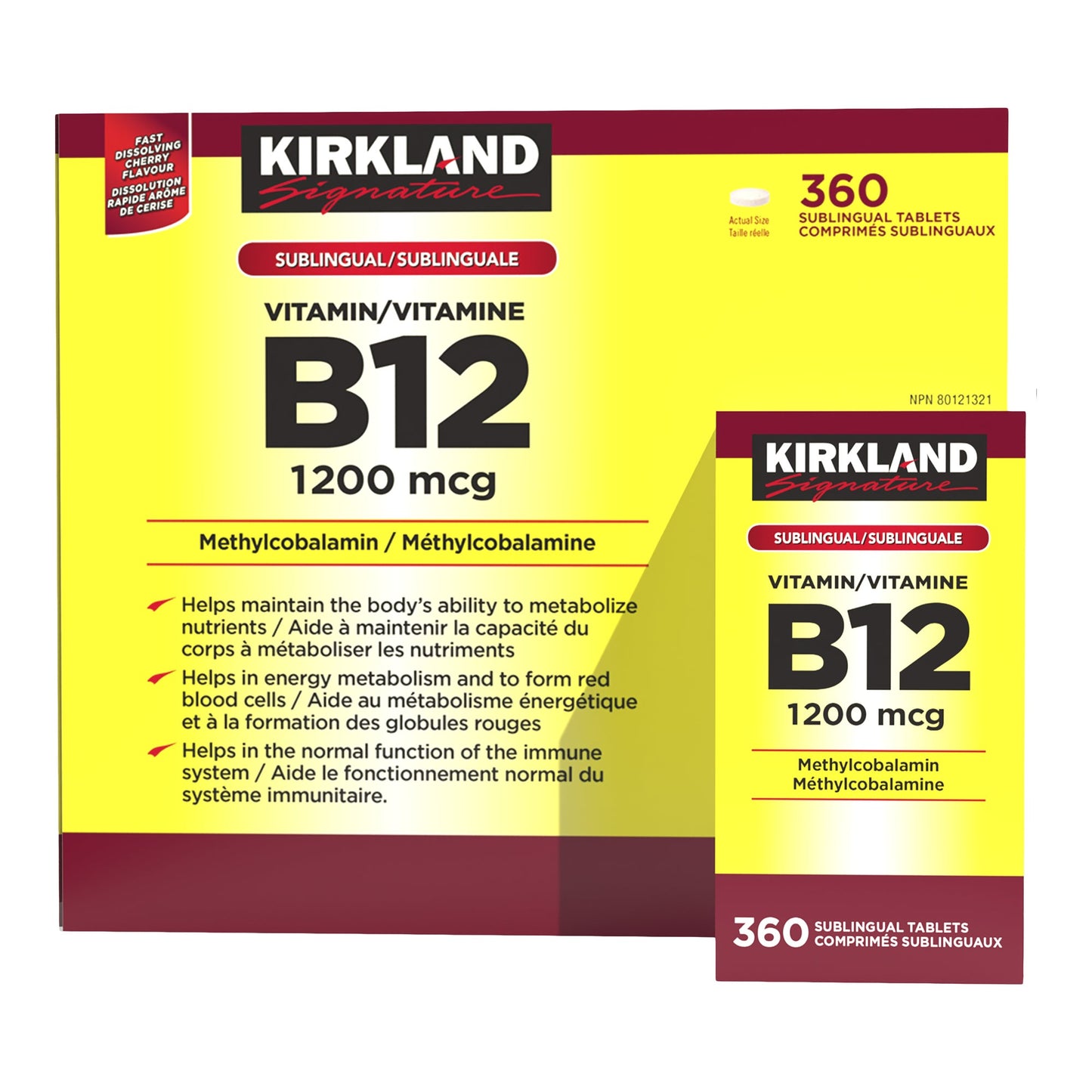 Kirkland Signature Vitamin B12 1200 mcg, 360 sublingual tablets - image 3