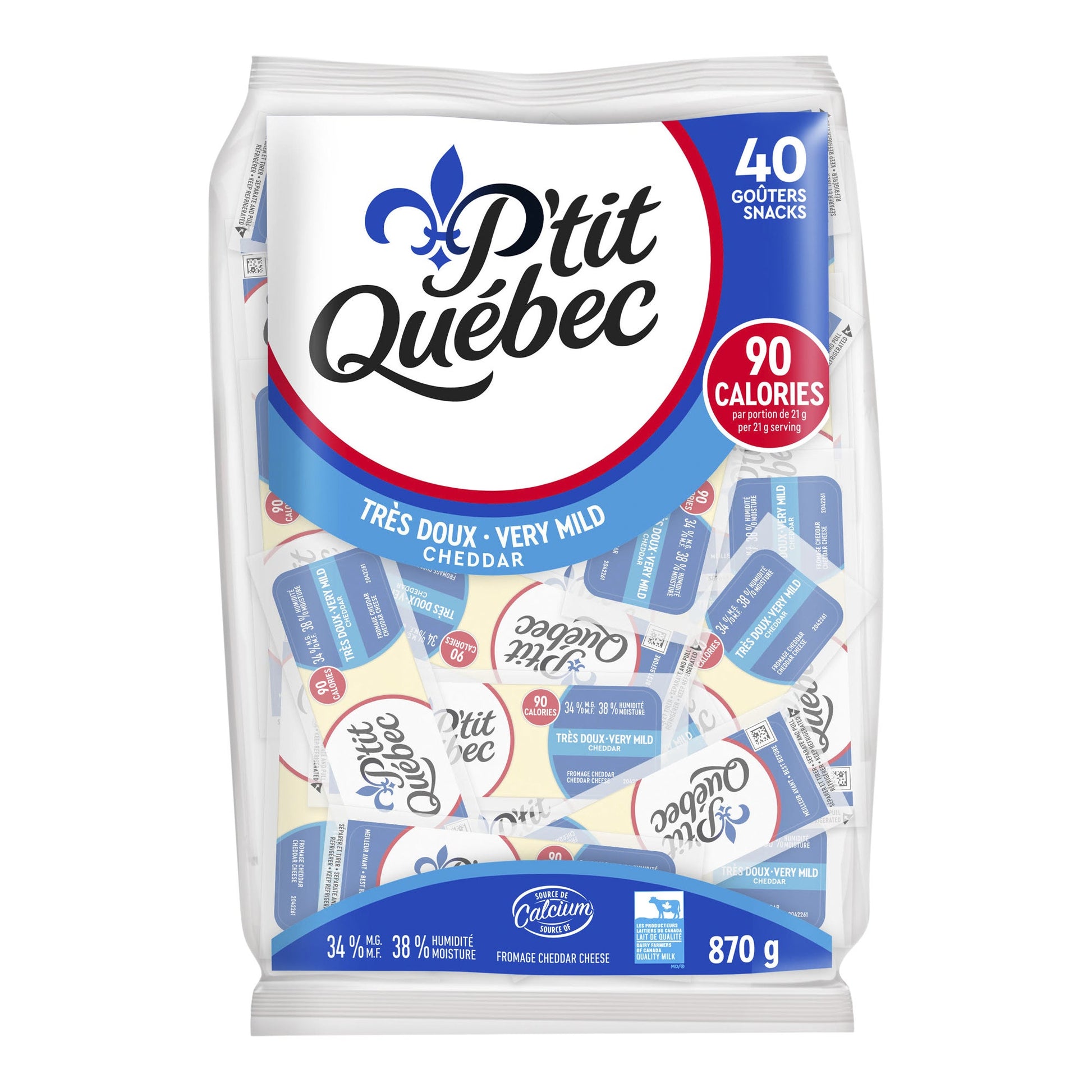 P'tit Québec Very Mild Cheddar 40 x 21 g - image 1